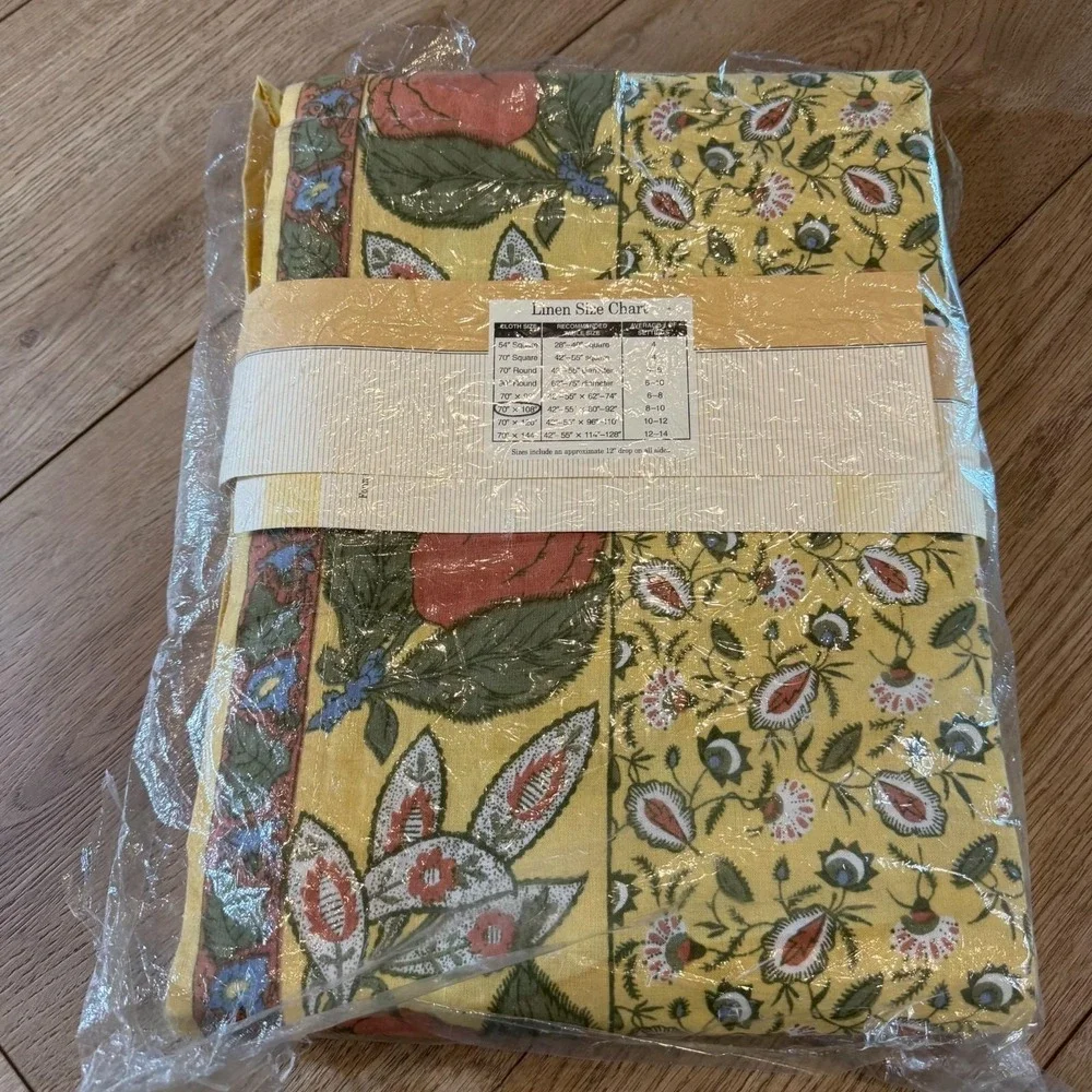Vtg Williams Sonoma Morris & Co Fruit Tablecloth Paisley 70